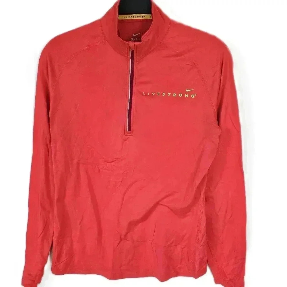 NIKE Red Sports Jumper XL Mens Dri-Fit Pullover Half Zip Outdoors Outerwear